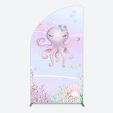 Lofaris Undersea Cute Purple Octopus Birthday Half Moon Arch Backdrop